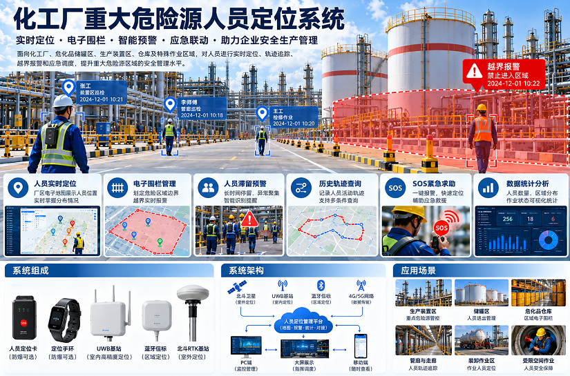 UWB蓝牙北斗RTK融合定位的重大危险源人员定位系统架构